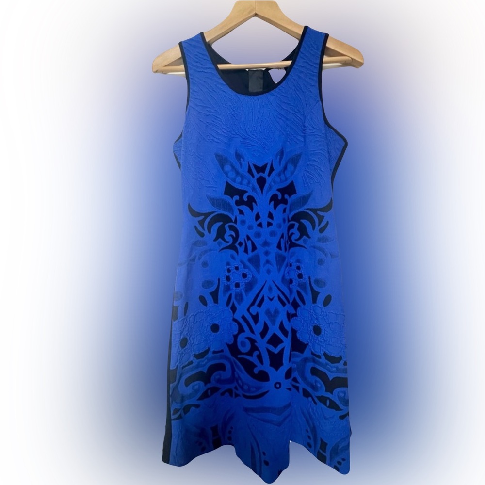 Stunning Electric Blue and Black Julia Jordan Knit Dress